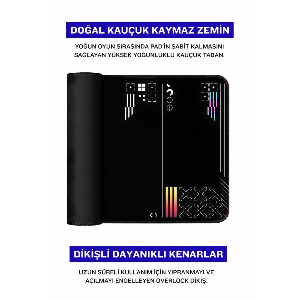 Glyph siyah minimal mouse pad doğal kauçuk kaymaz taban