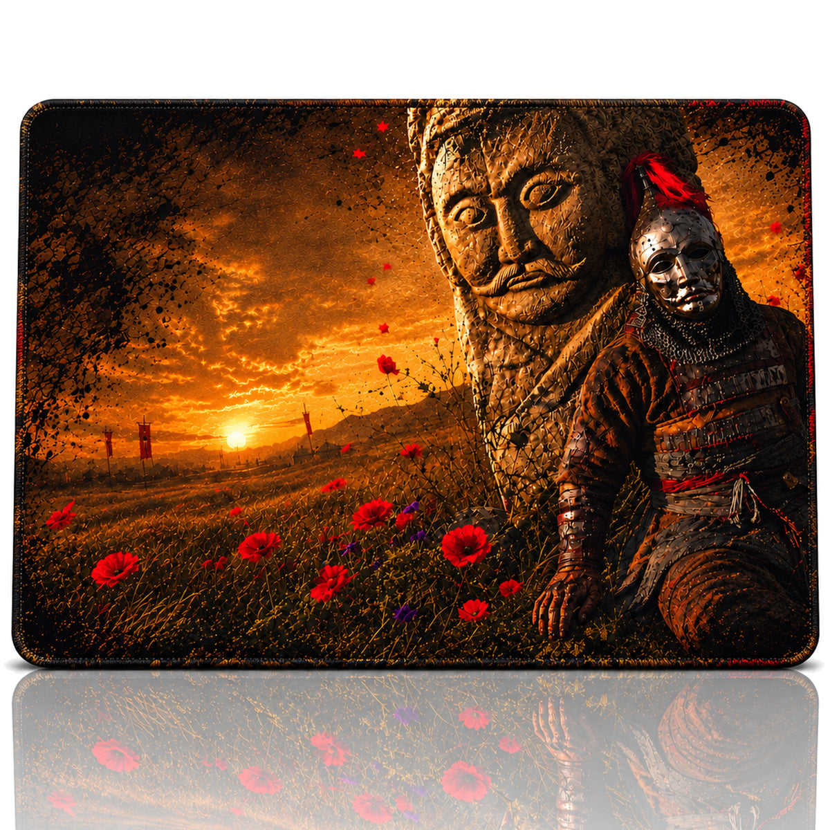 Golden Sentinel 50x40 cm oyuncu mouse pad – beyaz fon düz görünüm