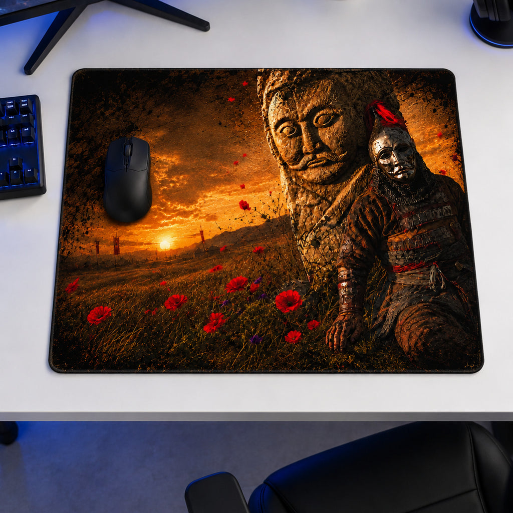 Golden Sentinel 50x40 cm oyuncu mouse pad – oyun odası kurulumu