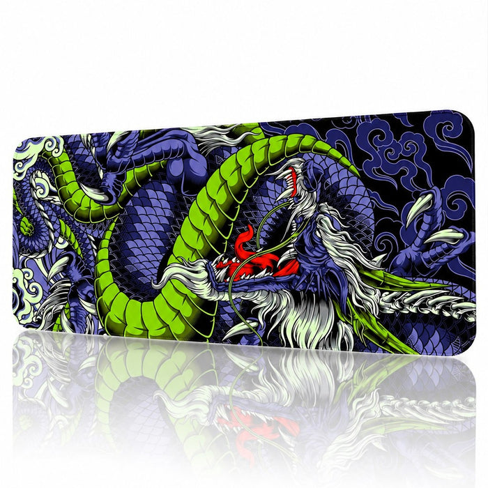 Green Dragon 90x40 cm Oyuncu Mouse Pad — XXL Gaming Mousepad, Kaymaz Kauçuk Taban, Dikişli Kenar