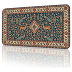 Saray Bahçesi halı desenli 90x40 gaming mouse pad, açılı görünüm ve dikişli kenar detayı