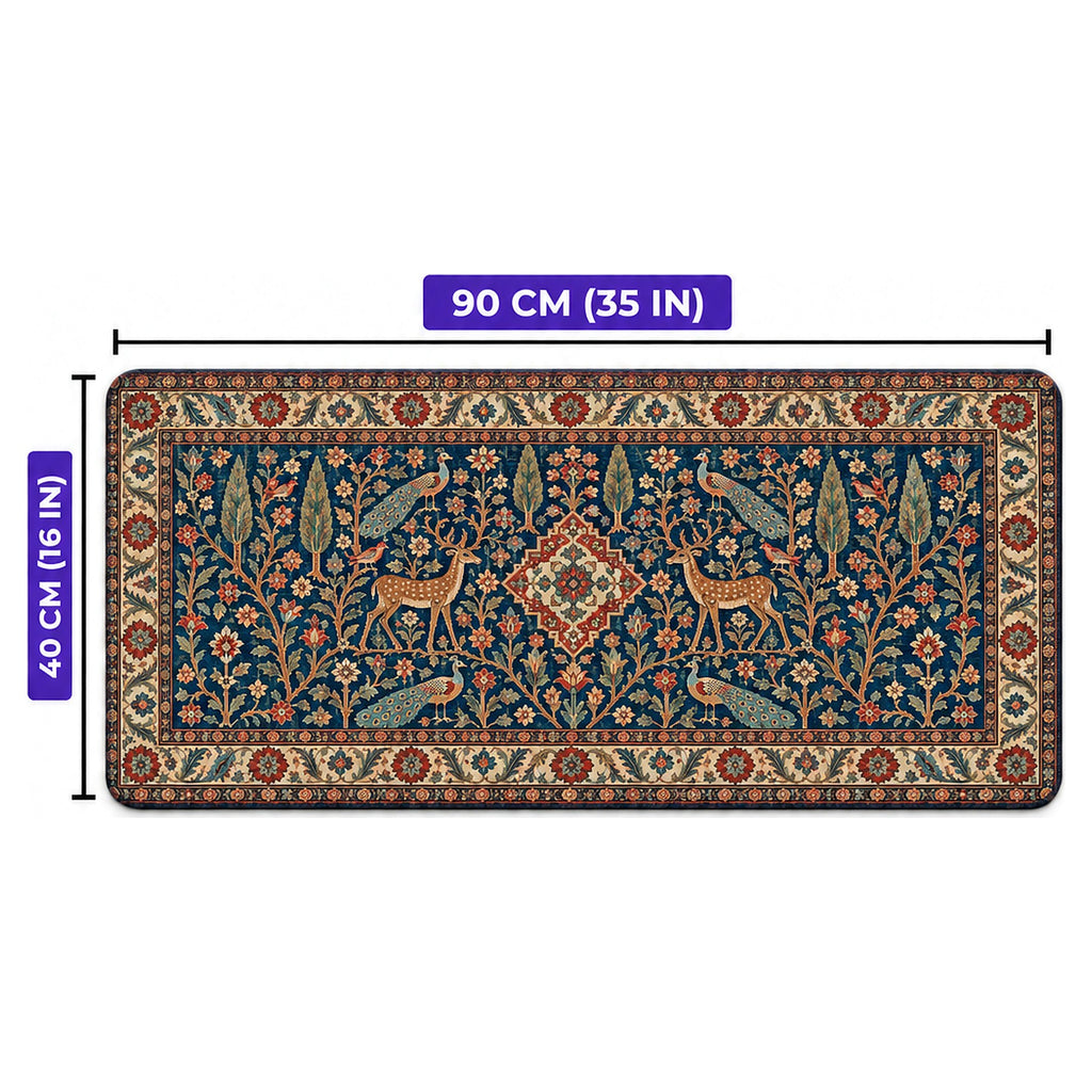 Saray Bahçesi halı desenli oyuncu mouse pad ölçüleri: 90 cm x 40 cm (35 x 16 inç)
