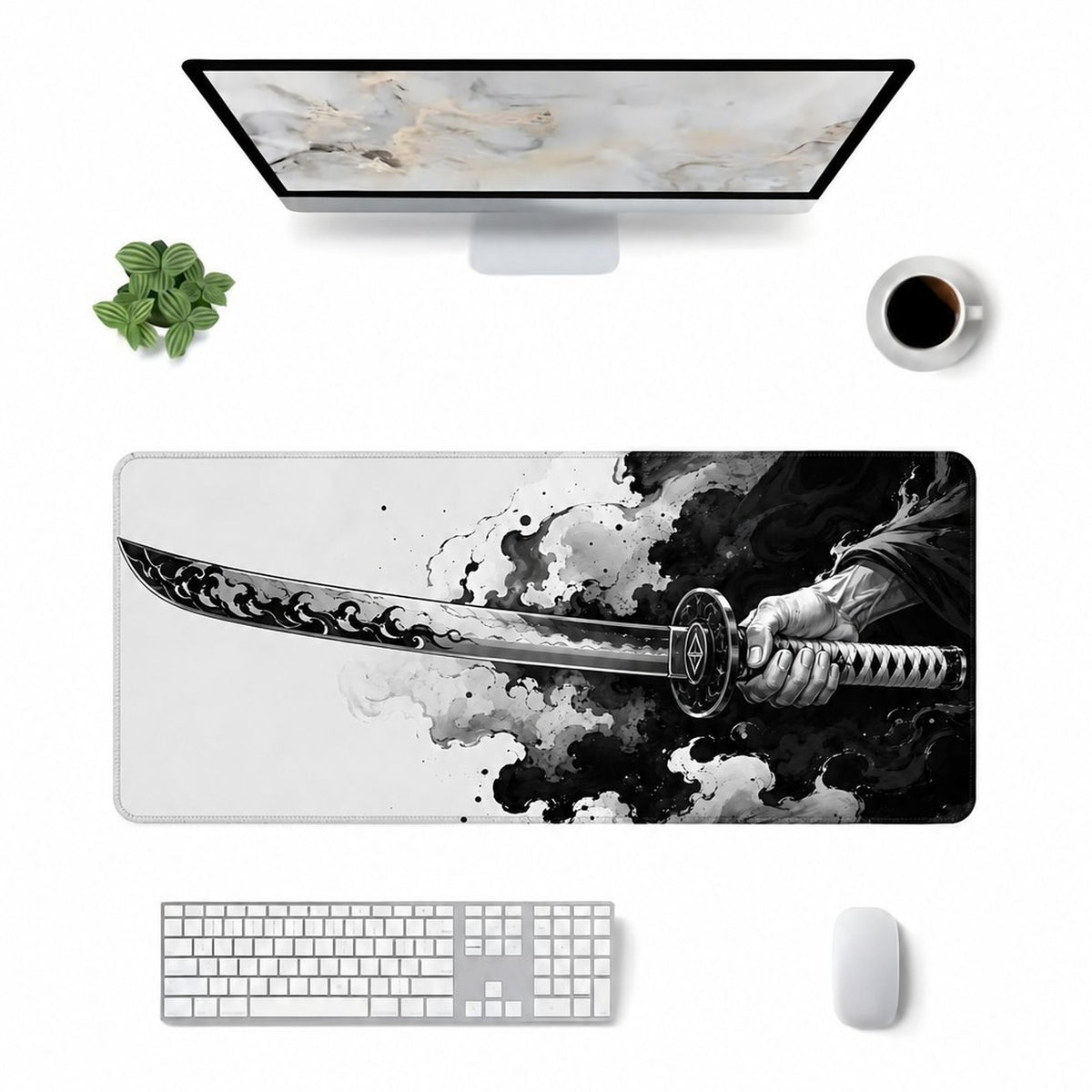 Inkblade katana 90x40 mouse pad klavye ve mouse ile masa üstü