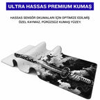 Inkblade katana mouse pad kumaş yüzey ve dikişli kenar