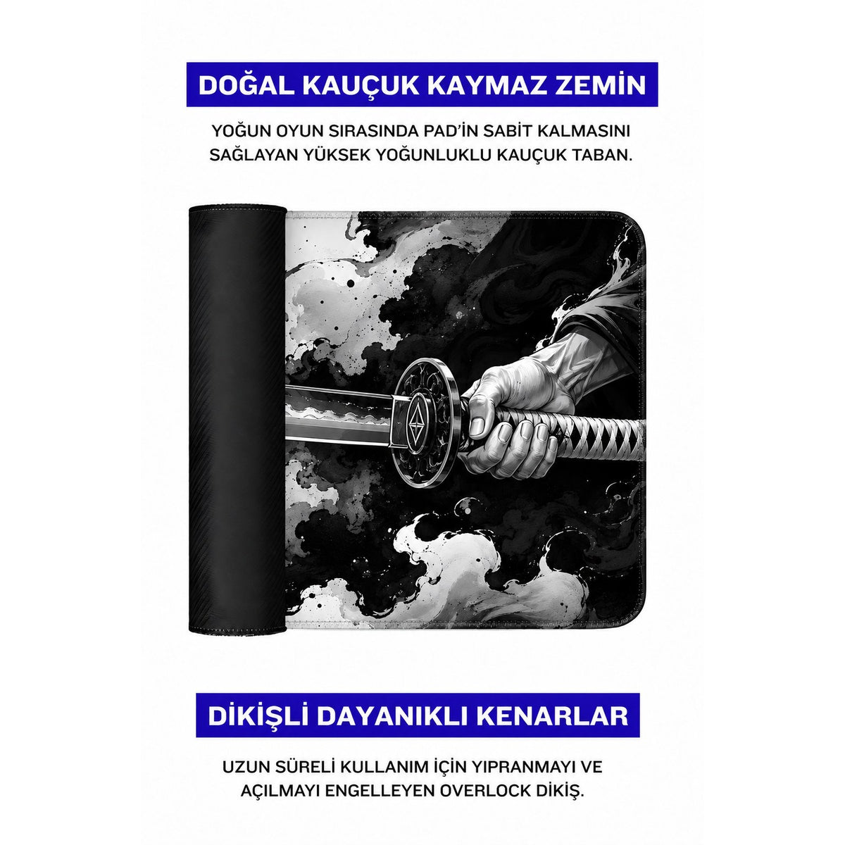 Inkblade katana mouse pad doğal kauçuk kaymaz taban