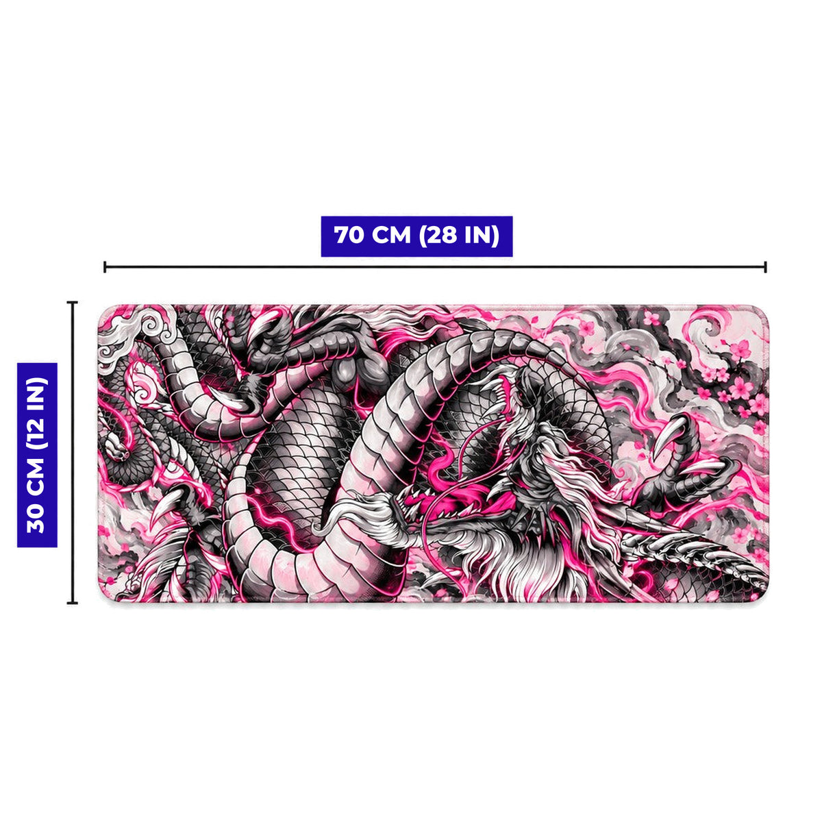 Irezumi Ejderha Pembe 70x30 cm oyuncu mouse pad – 70x30 cm ölçü bilgisi