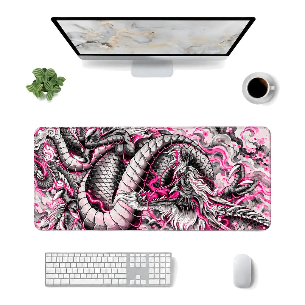 Irezumi Ejderha Pembe oyuncu mouse pad – masa üstü kullanım görünümü