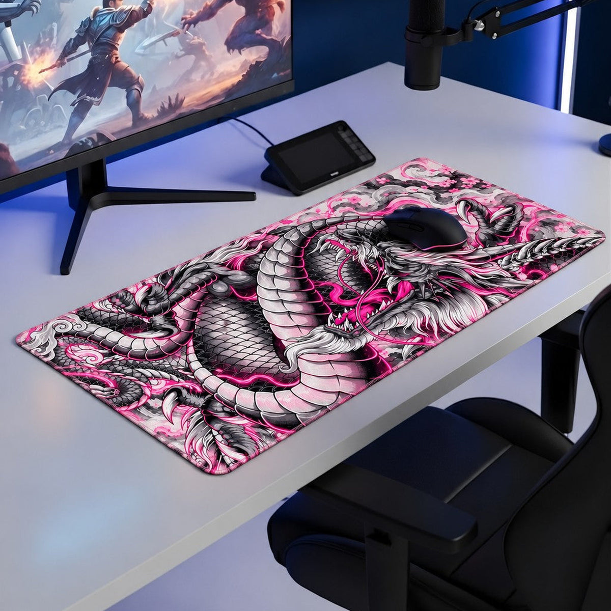 Irezumi Ejderha Pembe oyuncu mouse pad – oyun odası kurulumu
