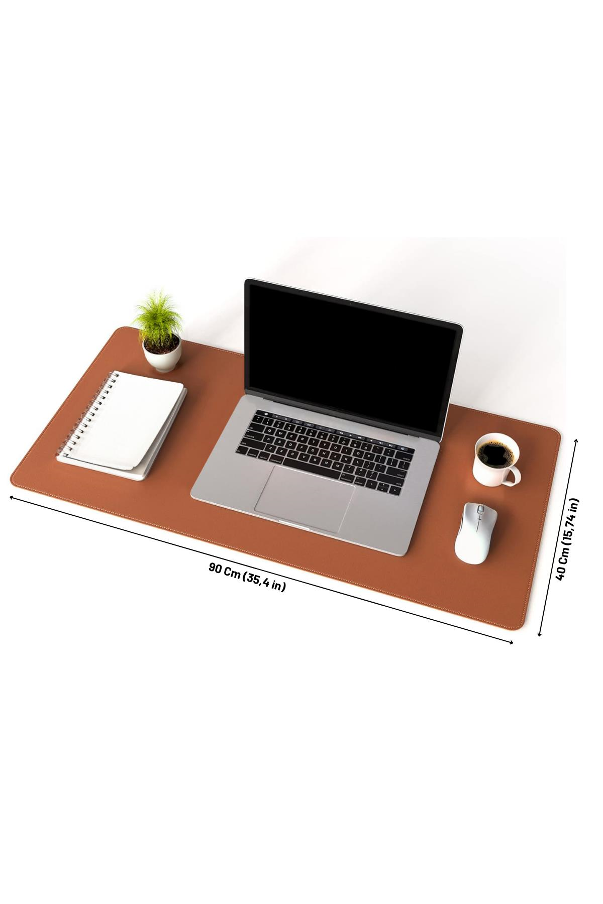 Kahverengi deri mouse pad 90x40 cm yakın çekim