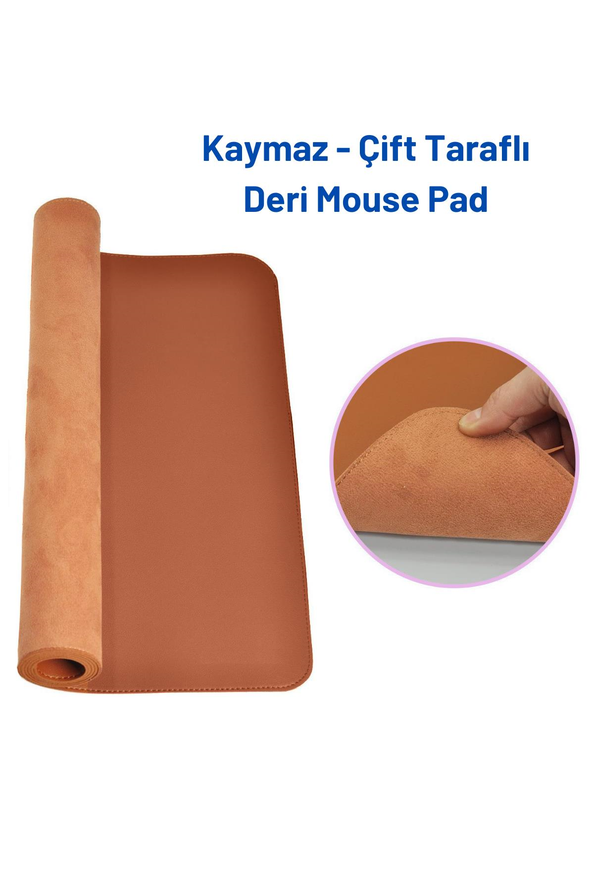 Kahverengi deri mouse pad 70x30 cm kullanım görseli