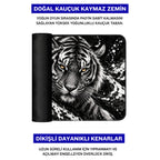 Gölge Kaplan desenli mouse pad doğal kauçuk kaymaz taban ve dikişli kenar detayı