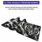 Gölge Kaplan desenli mouse pad kumaş yüzeyi, esnek yapı ve süblimasyon baskı detayı