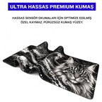 Gümüş Kedi desenli mouse pad kumaş yüzeyi, esnek yapı ve süblimasyon baskı detayı