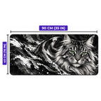 Gümüş Kedi desenli oyuncu mouse pad ölçüleri: 90 cm x 40 cm (35 x 16 inç)