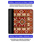 Bordo kilim desenli mouse pad doğal kauçuk kaymaz taban ve dikişli kenar detayı