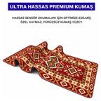 Bordo kilim desenli mouse pad kumaş yüzeyi, esnek yapı ve süblimasyon baskı detayı
