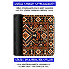 Kehribar kilim desenli mouse pad doğal kauçuk kaymaz taban ve dikişli kenar detayı