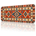 Kızıl Yıldız kilim desenli 90x40 gaming mouse pad, açılı görünüm ve dikişli kenar detayı