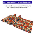 Kızıl Yıldız kilim desenli mouse pad kumaş yüzeyi, esnek yapı ve süblimasyon baskı detayı