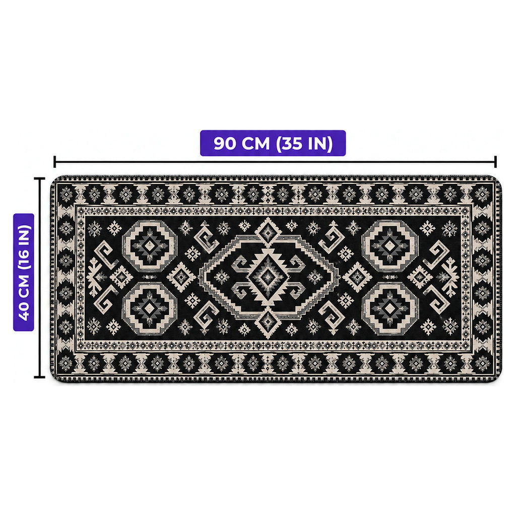 Kömür kilim desenli oyuncu mouse pad ölçüleri: 90 cm x 40 cm (35 x 16 inç)
