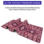 Mürdüm kilim desenli mouse pad kumaş yüzeyi, esnek yapı ve süblimasyon baskı detayı