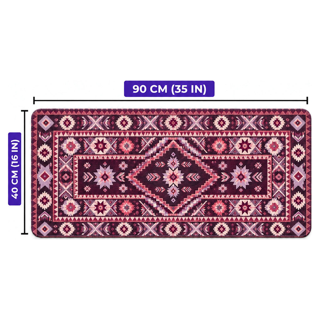 Mürdüm kilim desenli oyuncu mouse pad ölçüleri: 90 cm x 40 cm (35 x 16 inç)