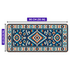 Turkuaz kilim desenli oyuncu mouse pad ölçüleri: 90 cm x 40 cm (35 x 16 inç)
