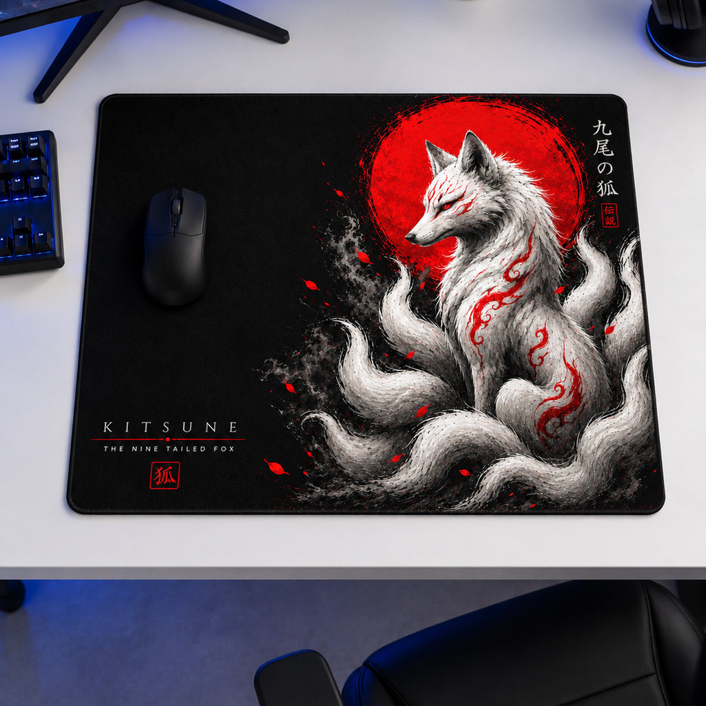 Kitsune 50x40 cm oyuncu mouse pad – oyun odası kurulumu