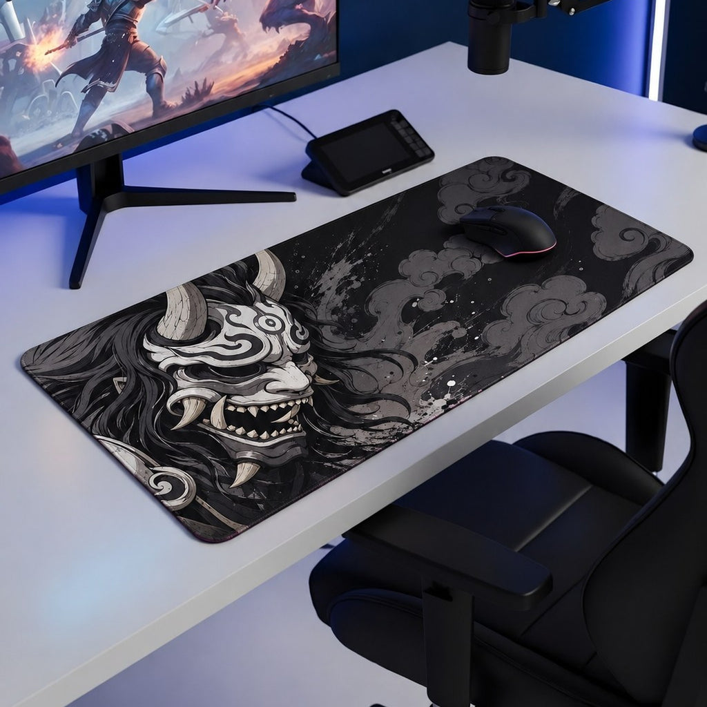 Kurovex siyah oni maskesi mouse pad oyun masası kurulumu