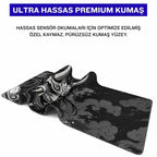 Kurovex oni maskesi mouse pad kumaş yüzey ve dikişli kenar