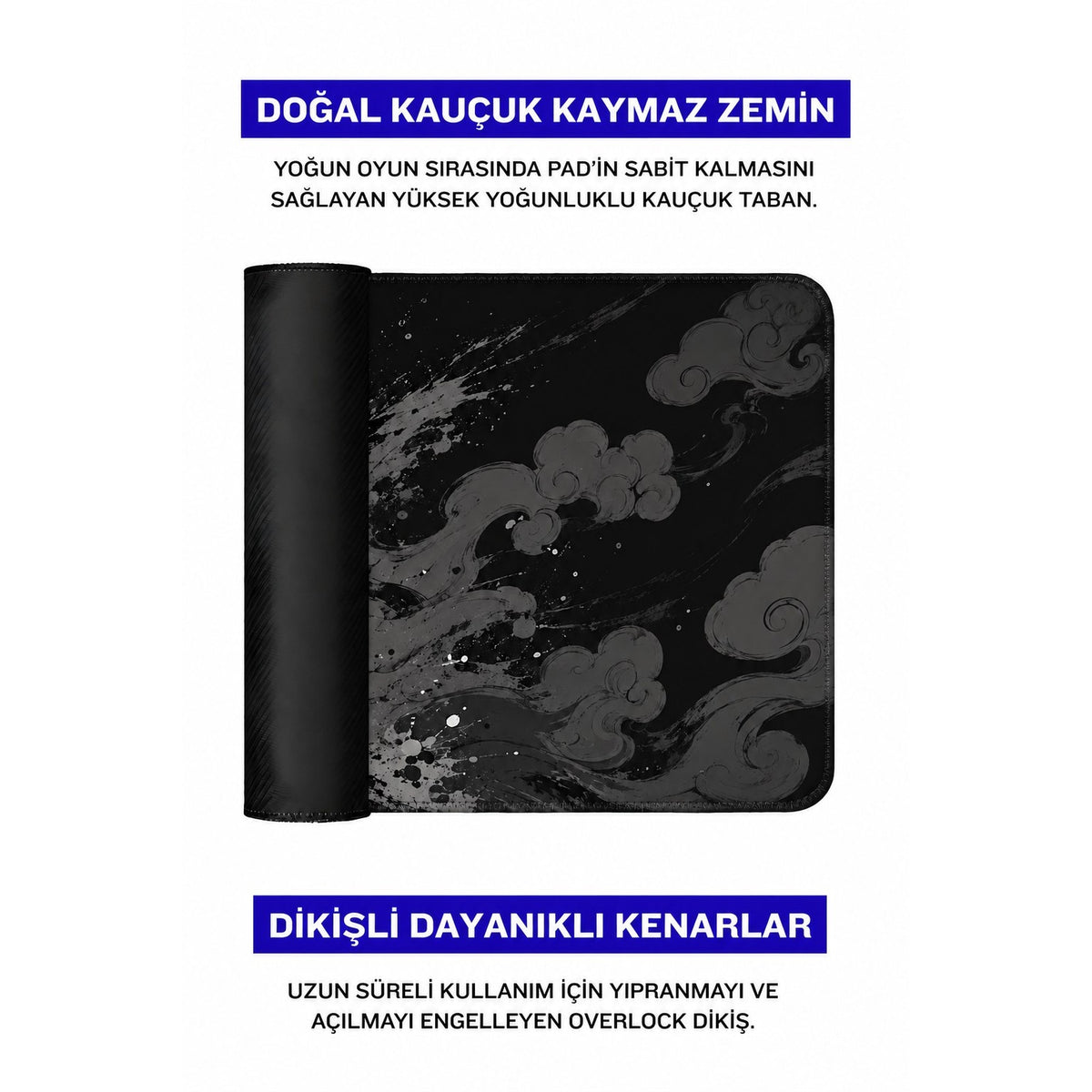 Kurovex oni maskesi mouse pad doğal kauçuk kaymaz taban
