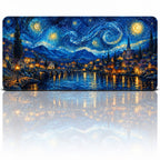 Lunavelle Van Gogh yıldızlı gece 90x40 cm XXL mouse pad düz önden tam desen