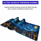 Lunavelle yıldızlı gece mouse pad kumaş yüzey ve dikişli kenar