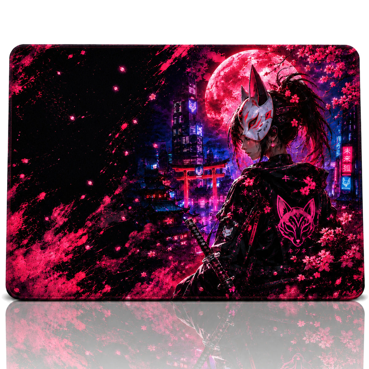 Neon 50x40 cm oyuncu mouse pad – beyaz fon düz görünüm