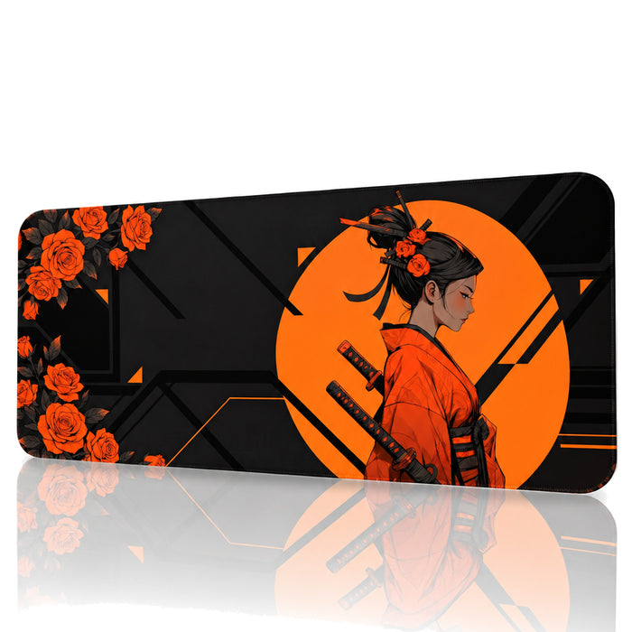 Orange Rosakiri 90x40 cm Oyuncu Mouse Pad — XXL Gaming Mousepad, Kaymaz Kauçuk Taban, Dikişli Kenar