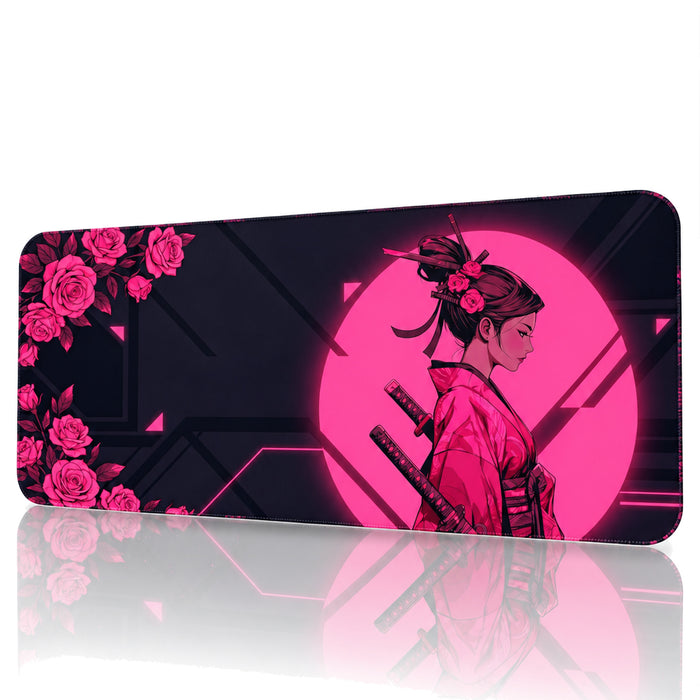Pink Rosakiri 90x40 cm Oyuncu Mouse Pad — XXL Gaming Mousepad, Kaymaz Kauçuk Taban, Dikişli Kenar