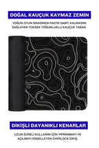 Siyah Typography 70x30 cm gaming mouse pad dikişli kenar detayı