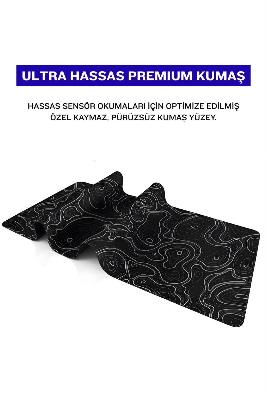 Siyah Typography 70x30 cm gaming mouse pad kauçuk taban detayı