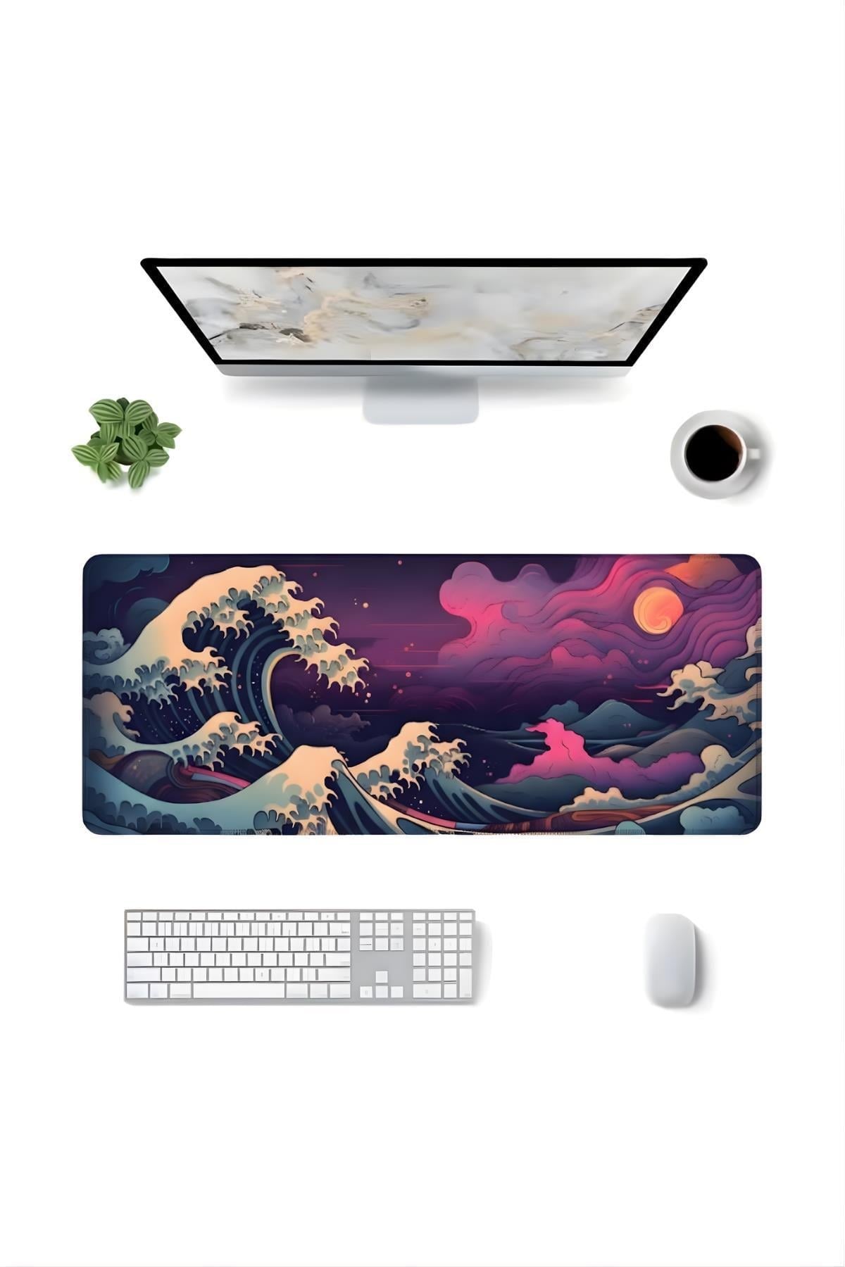 Renkli Japon Dalgası 70x30 cm gaming mouse pad kullanım görseli