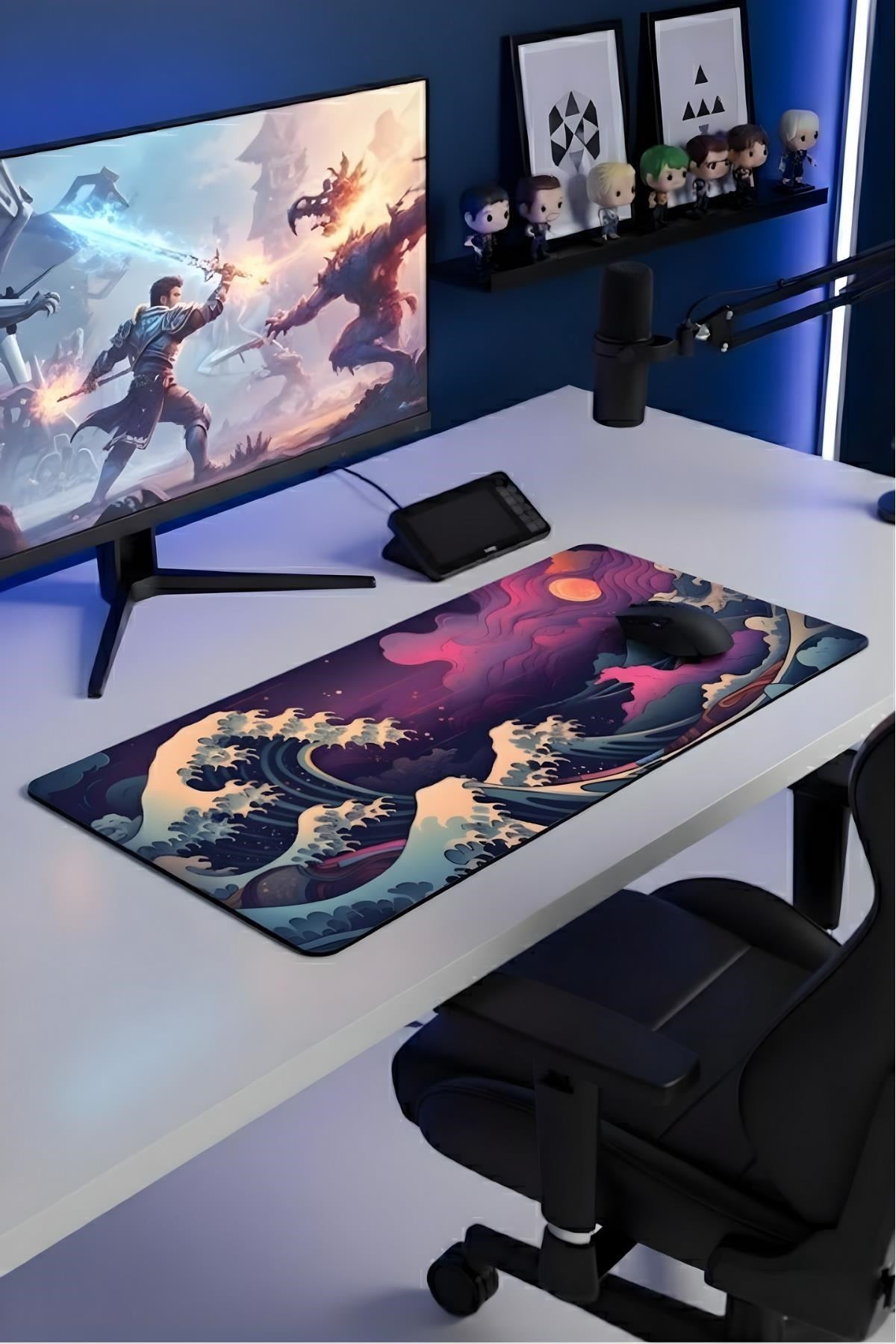 Renkli Japon Dalgası 70x30 cm gaming mouse pad detay görseli