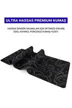 Siyah Typography 90x40 cm gaming mouse pad kauçuk taban detayı