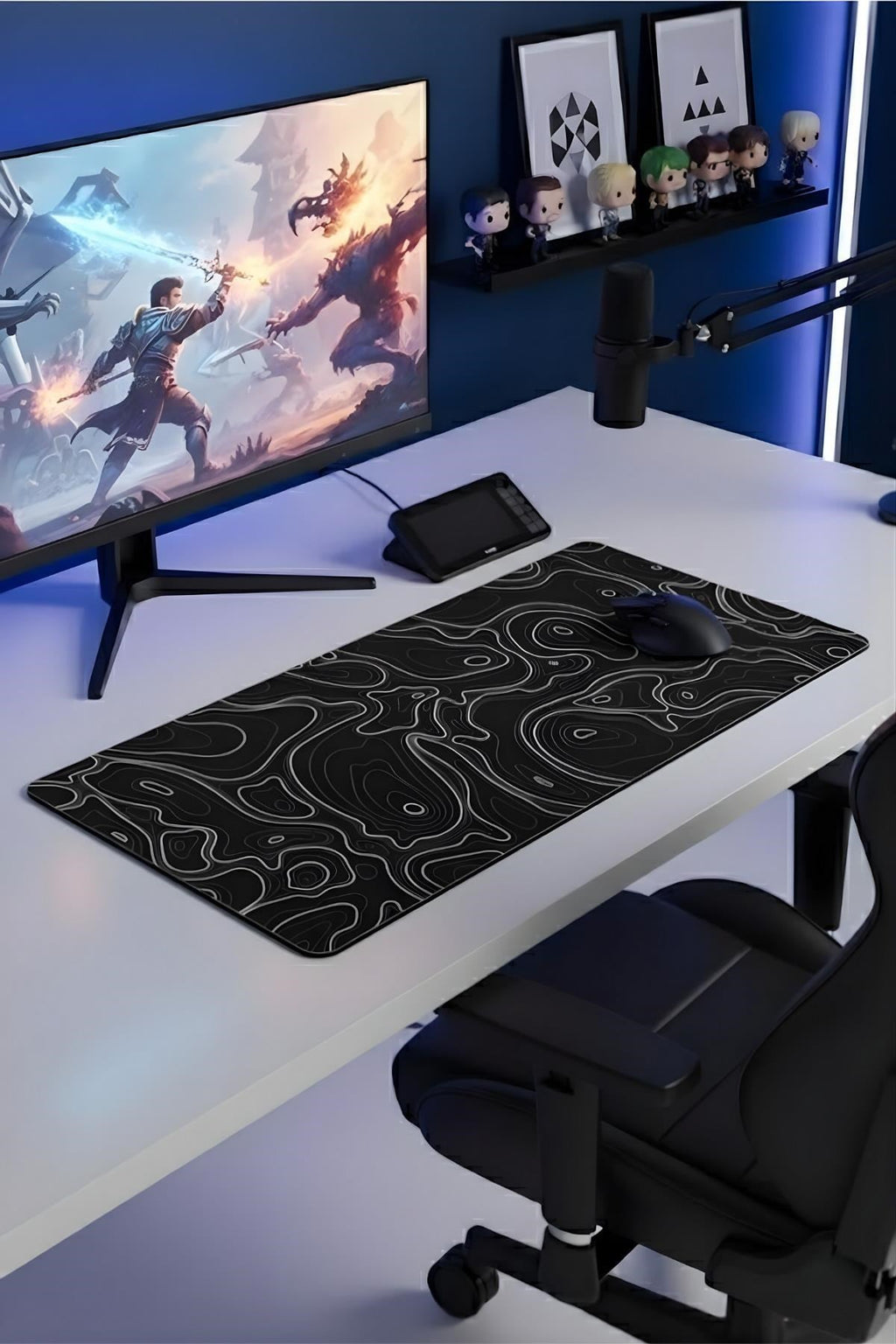 Siyah Typography 90x40 cm gaming mouse pad detay görseli