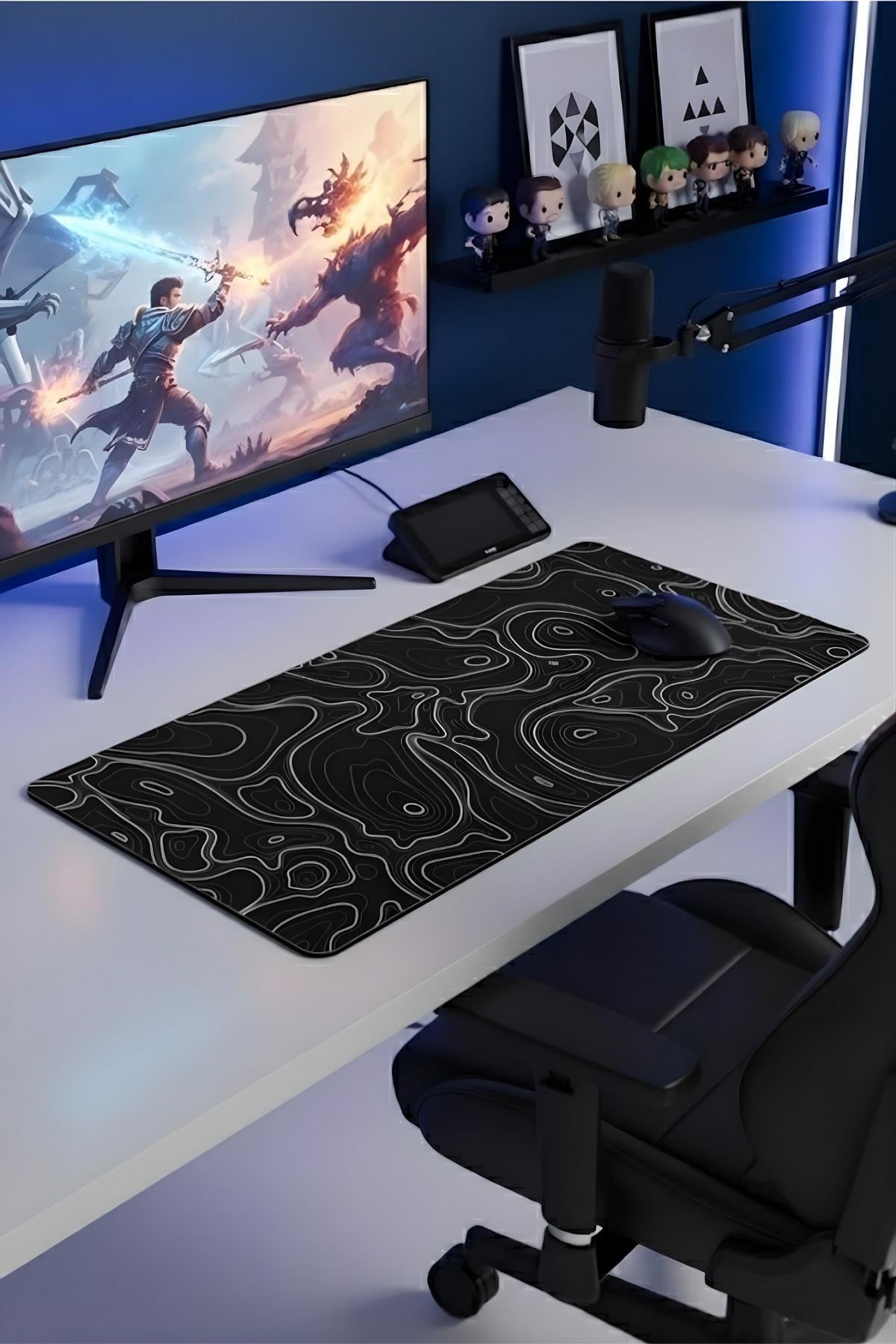 Siyah Typography 90x40 cm gaming mouse pad detay görseli