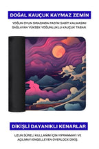 Renkli Japon Dalgası 90x40 cm gaming mouse pad dikişli kenar detayı