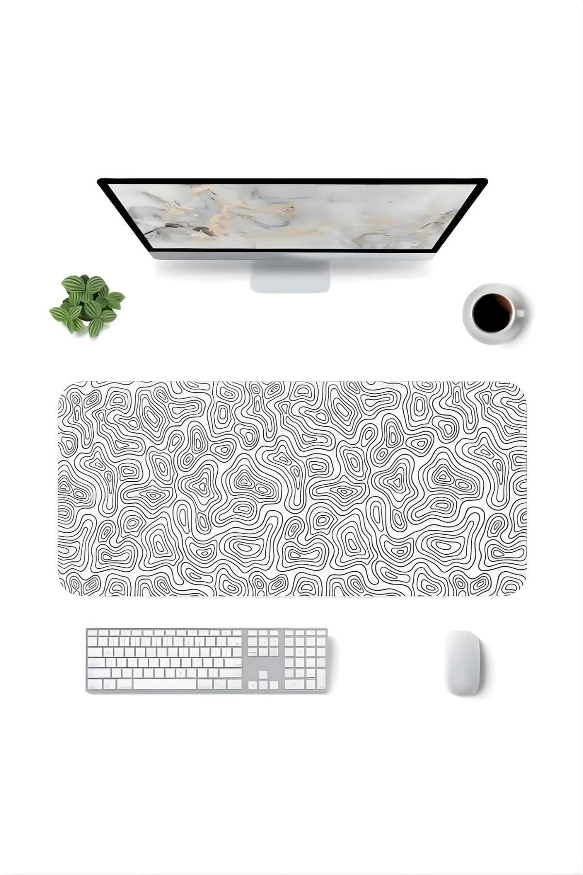 Beyaz Typography 90x40 cm gaming mouse pad kullanım görseli