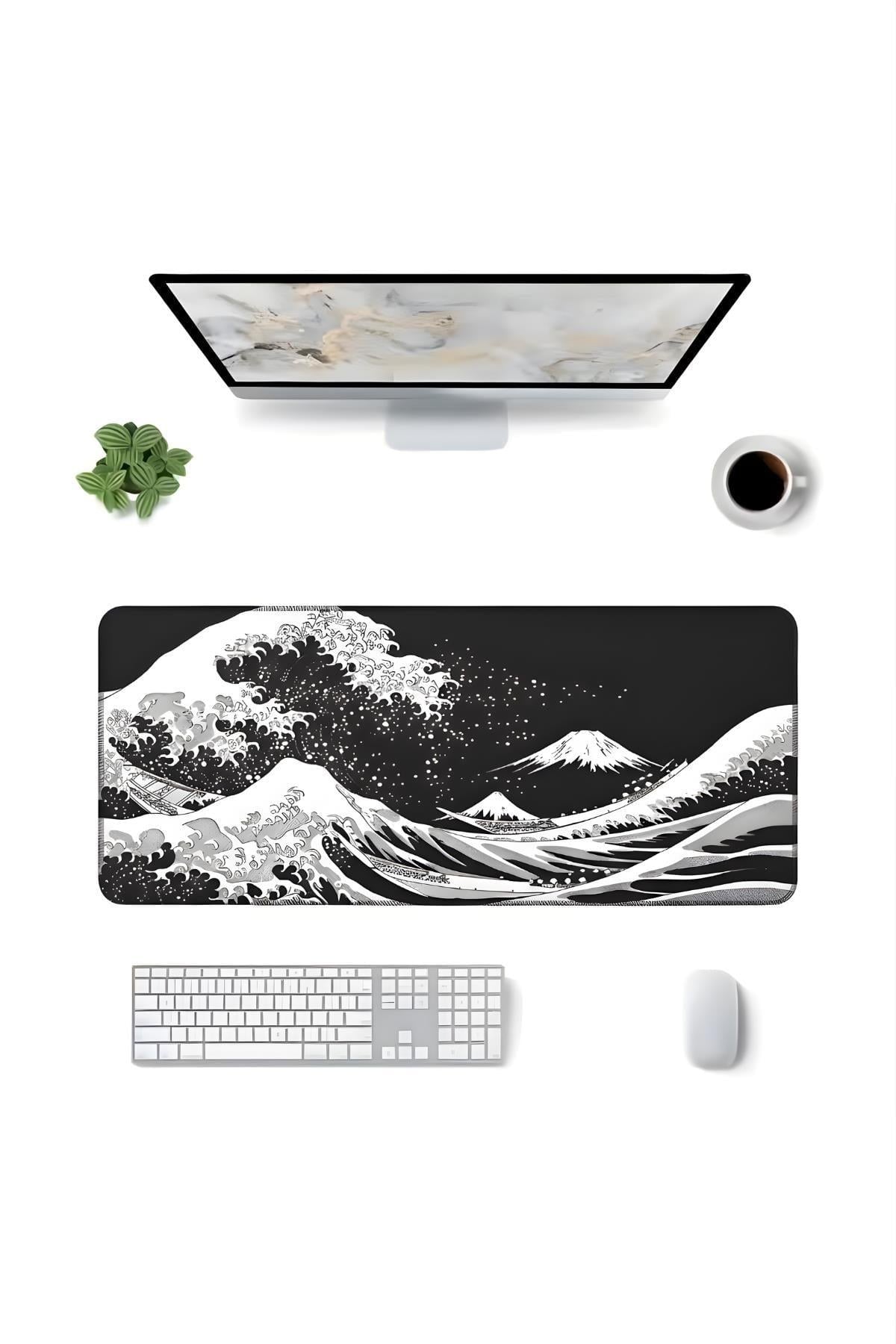 Siyah Japon Dalgası 90x40 cm gaming mouse pad kullanım görseli