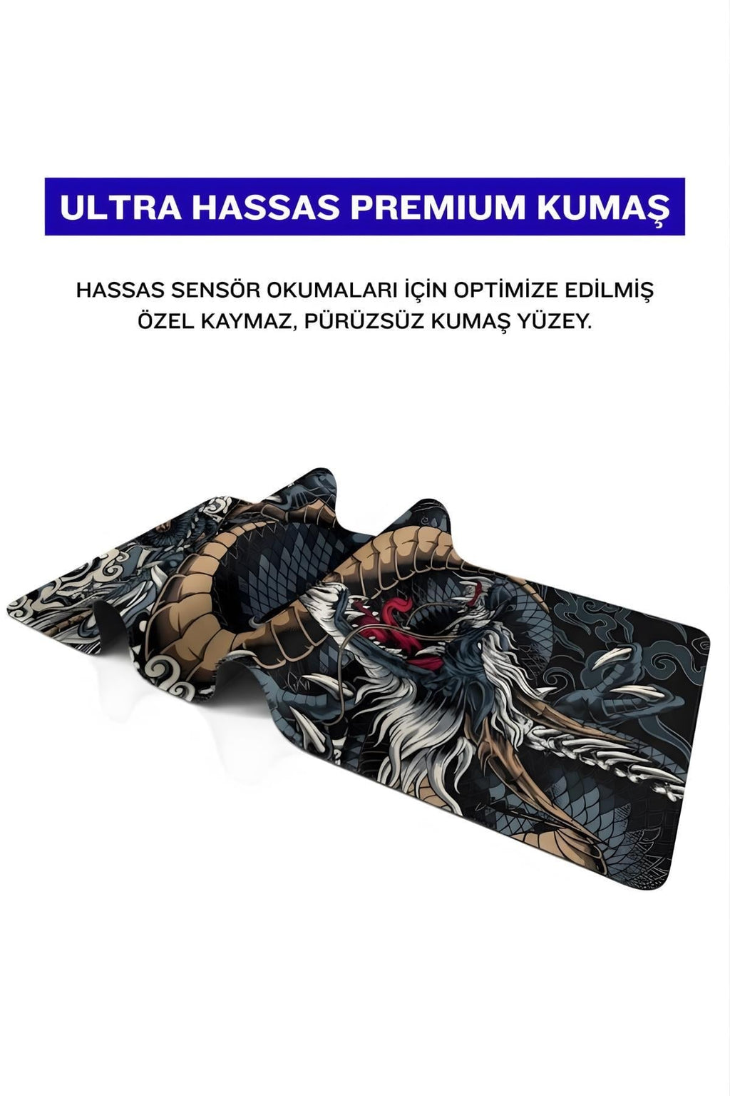 Dragon 90x40 cm gaming mouse pad dikişli kenar detayı