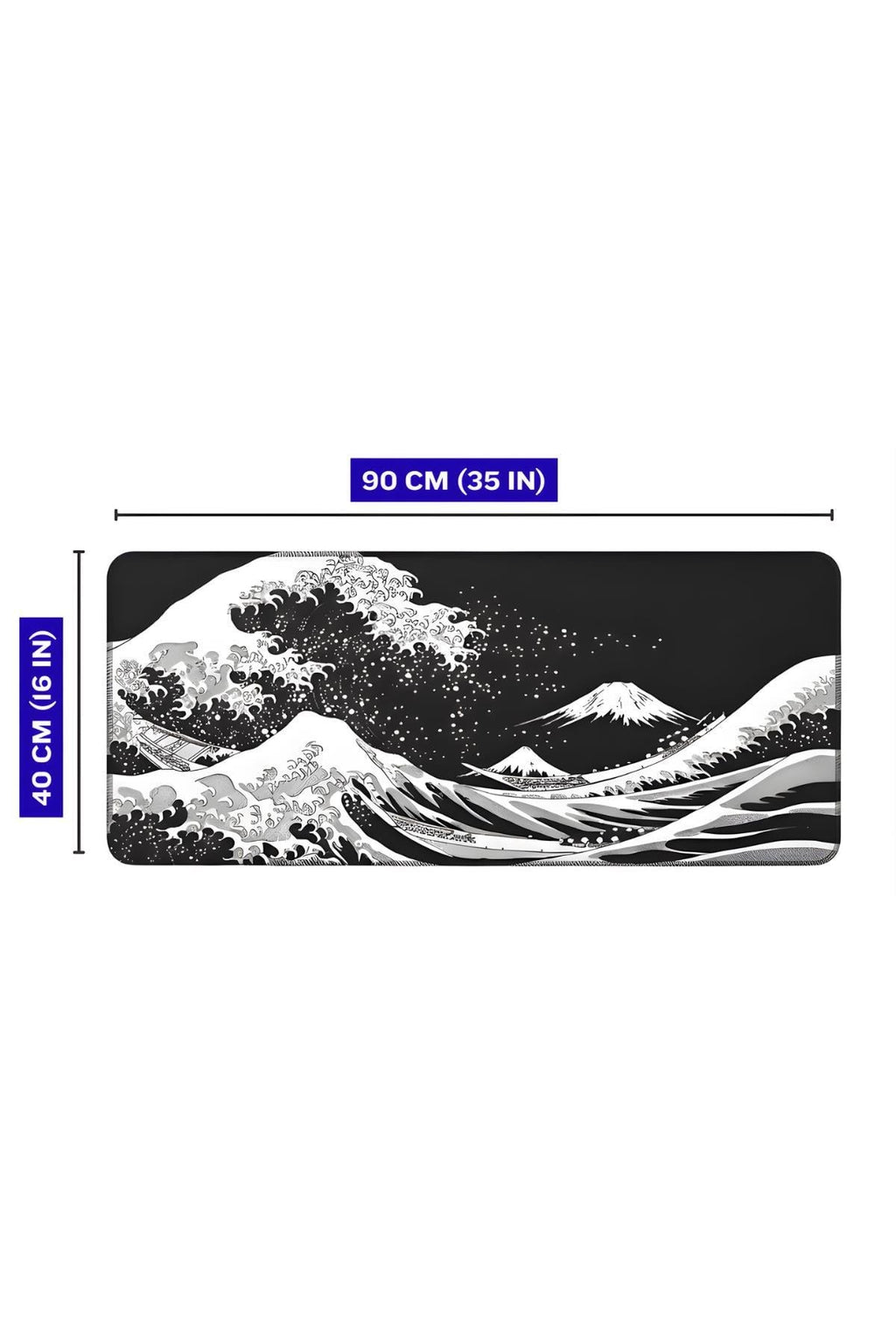 Siyah Japon Dalgası 90x40 cm gaming mouse pad ölçü görseli