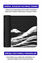 Siyah Japon Dalgası 90x40 cm gaming mouse pad dikişli kenar detayı