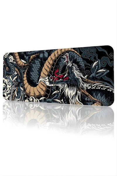 Dragon 90x40 cm Oyuncu Mouse Pad — XXL Gaming Mousepad, Kaymaz Kauçuk Taban, Dikişli Kenar
